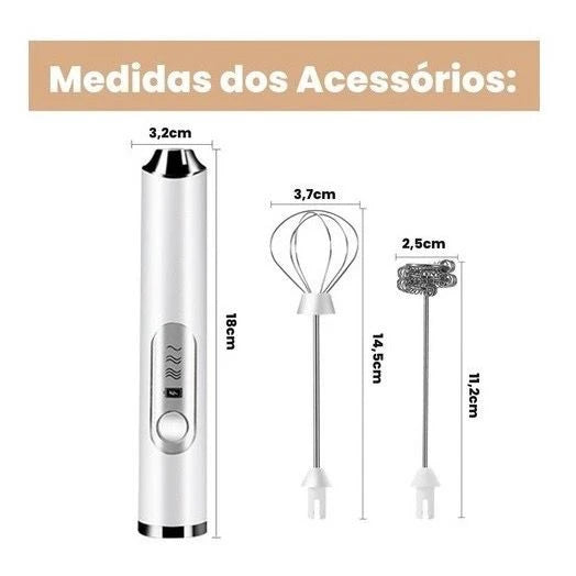 Batedor e Misturador Elétrico para Bebidas e Massas Leves  2 em 1